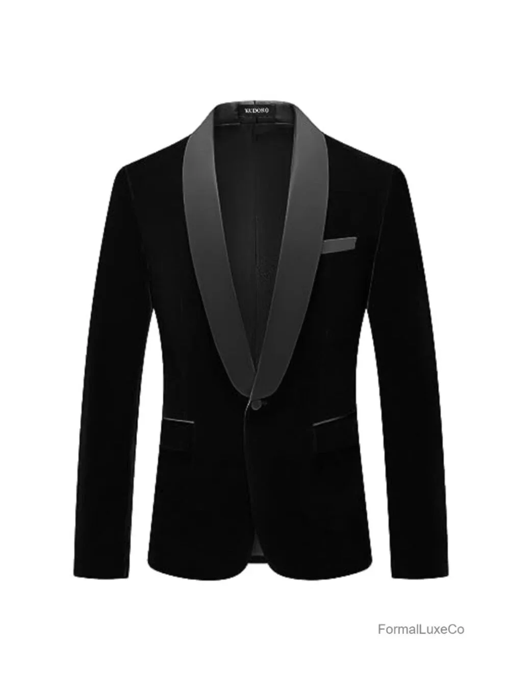 Men's Velvet Blazer Slim Fit Tuxedo Suit Jacket Shawl Collar One Button Wedding